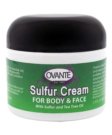 Sulfur Cream for Scab Mite Itching Skin Rush Facial Redness Irritation. Sulfur Mixed With Tea Tree Oil Soothing & Healing Lotion in 2.0 oz JAR.