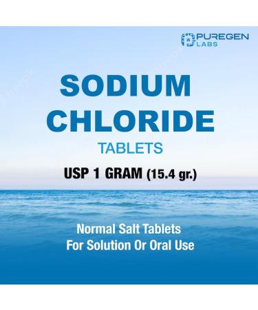 Puregen Labs Sodium Chloride Tablets 1 gm (1000 mg) - 100 Count | Electrolyte Replenisher | Normal Salt Tablets Made in USA | International Shipping Available - Buy Online on GoSupps.com