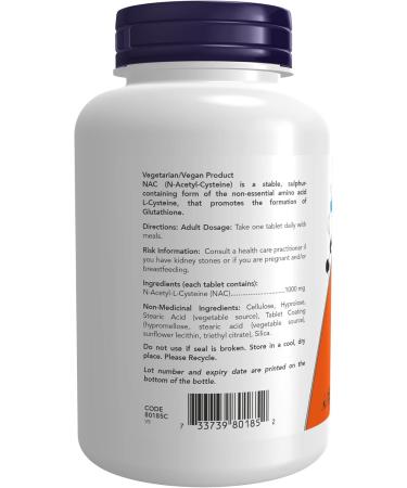 NOW Nac Extra Strength Tablets 1000mg 120 Count & L-Tyrosine (Freeform) Capsules 500mg 120 Count - Buy Online on GoSupps.com