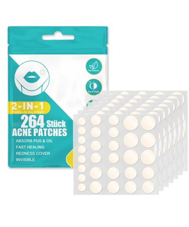 264 PIMPLE PATCH Hydrocolloid Acne Patch Invisible natural acne patches with tea tree oil and salicylic acid day and night 2-in-1 waterproof absorption pimple patch (264 PCs) - Buy Online on GoSupps.com