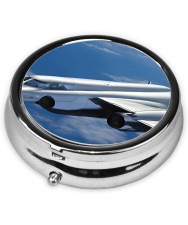 Flying Airplane Printed Mini Round Pill Box | 3 Compartment Travel Medicine Organizer | Portable Pill Case for Home & Office Use - Buy Online on GoSupps.com