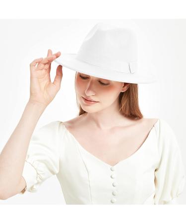 KUJUHA Two Tone Wide Brim Fedora Hat | White Rancher Hat for Men/Women - Large/X-Large - Buy Online on GoSupps.com