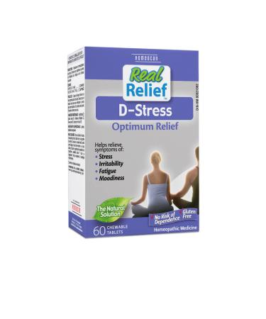 Homeocan - Real Relief D-Stress Tablets 60 Chewable Tablets - Optimum Relief Irritability Fatigue Moodiness and Stress Relief Supplement - Natural Solution - Gluten Free