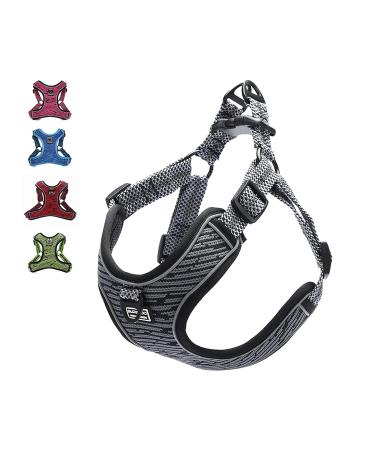 Suredoo dog harness for large medium small dog puppies pets anti -train dishes no pull safety harness reflective breathable breast tableware dog harness soft adjustable (L gray) l