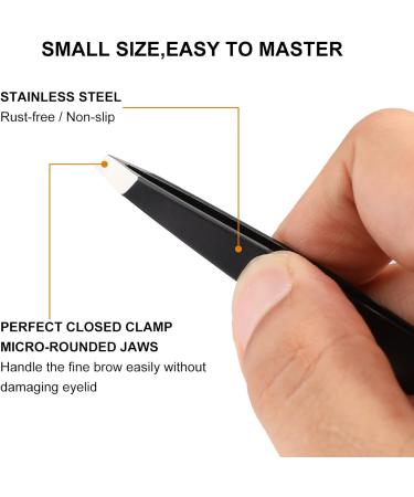 SetSail 7-Pack Precision Stainless Steel Tweezers for Women - Professional Eyebrow Kit with Case for Shaping and Hair Removal - Black - Buy Online on GoSupps.com