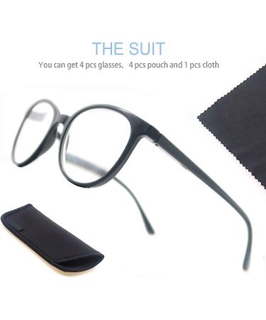 Set of 4 High-Quality Round Reading Glasses for Men & Women - Stylish Comfortable +2.25 - Perfect Reading Aid - Buy Online on GoSupps.com