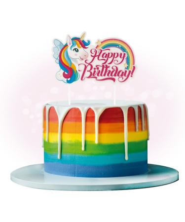 dekora - Cake Decoration Birthday Happy Birthday Cake Topper Unicorn Tesia Made of Paper - 17.5 x 15 cm - Buy Online on GoSupps.com