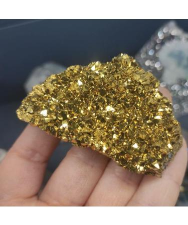 Natural Crystal Rough 1pcs Natural DIY Materials Making Electroplating Gold Raw Gemstone Crystal Cluster Titanium Geode Gifts Specimens 50-90g - Buy Online on GoSupps.com