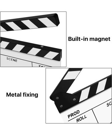 Flexzion Director Clapboard 10x12 Acrylic Plastic Film Movie Slate Board with Black/White Sticks - Camera TV Video Cut Action Scene - Dry Erase Stadio - Best Quality - Buy Online on GoSupps.com