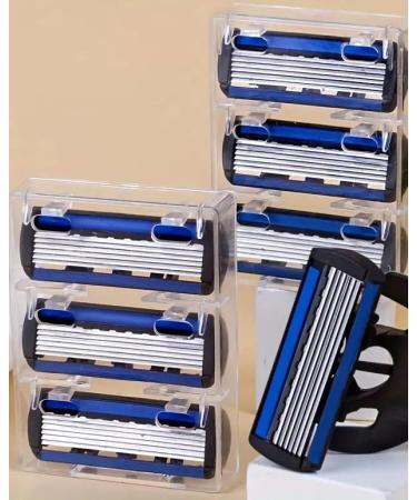Generic Men's Safety Razor Set - 6-Layer Stainless Steel Blades & Interchangeable Heads - Ultimate Shaving Tool (1 Handle & 12 Blades) - International Shipping Available - Buy Online on GoSupps.com