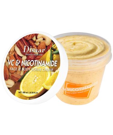 DISAAR BEAUTY Face Neck Body Skin Scrub Cream VC Nicotinamide Removes Dead Cells 300ml/10.58fl.oz