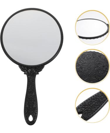 Minkissy Vintage Hand Mirror - Handheld Makeup & Hairdresser Mirror with Handle in Black Round Design for Travel, Home & Salon Vanity - Buy Online on GoSupps.com