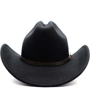 UIMLK Classic Felt Wide Brim Western Cowboy Hat with Buckle | Black | Unisex - Buy Online on GoSupps.com