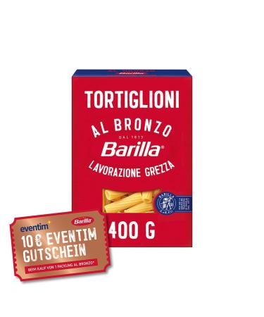 Barilla Pasta Al Bronzo Tortiglioni formed with bronze matrices for intense roughness 100% high quality durum wheat 400g