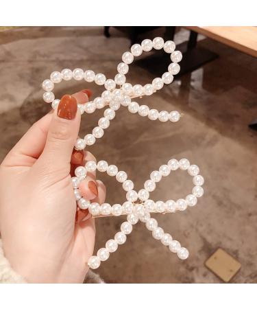 Stylish Pearls & Bow Hair Clips - Set of 4 for Elegant Hairstyles | International Shipping - Buy Online on GoSupps.com