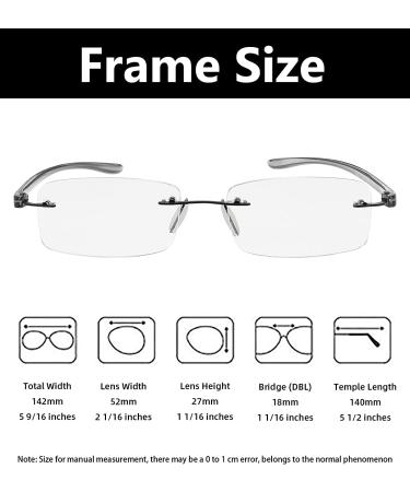 Reducblu Rimless Reading Glasses - Small Silver 2.5 Diopter Readers for Men and Women - Buy Online on GoSupps.com