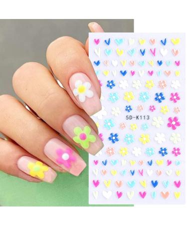 Daisy Nail Art Sticker 5D - Exquisite Floral Nail Decal, Self-Adhesive Design for Women & Girls - 4 Sheet Pack - Buy Online on GoSupps.com