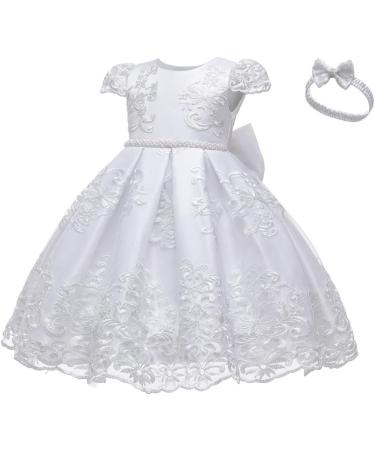 Myrisam Flower Girls Lace Tutu Dress 18-24 Months White - Perfect for Christening, Baptism, Birthday Party, Wedding - Includes Headwear - Buy Online on GoSupps.com