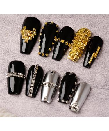 600Pcs Nail Art Punk Metalic Spike Studs Metallic Nail Art Punk Studs Rivets Manicure Gold Square Spike Studs Manicure Tips Nail Art Charms Nail Art Decoration Accessory-Solid - Buy Online on GoSupps.com