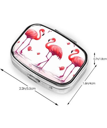 Buy Lovely Pink Flamingos Printed Square Pill Box - Portable Travel Medicine Organizer for Easy Use - Buy Online on GoSupps.com
