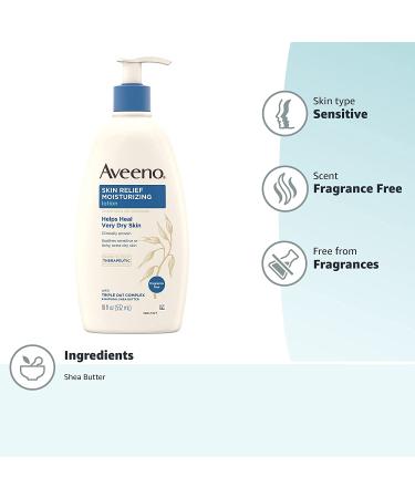 Buy Aveeno Active Naturals Skin Relief Moisturizing Lotion - Fragrance-Free, 18 fl oz | 24-Hour Hydration - Buy Online on GoSupps.com