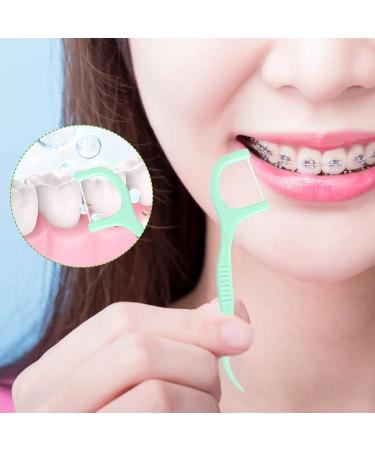 200 Pcs Disposable Dental Floss Picks | 2-in-1 Toothpick & Floss Stick for Teeth Cleaning | Portable Green Floss Sticks - Buy Online on GoSupps.com