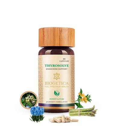 Thyroid Support Supplement - Natural Thyroid Support - Vegetarian & Non-GMO - 100% Vegan Ayurveda Supplement - 80 Capsules Thyrosolve