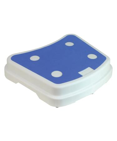 Plastic Bath Step (White/Blue) 264 lbs Max Weight Extra-wide Platform Non-slip Surface Stable Rubberized Feet