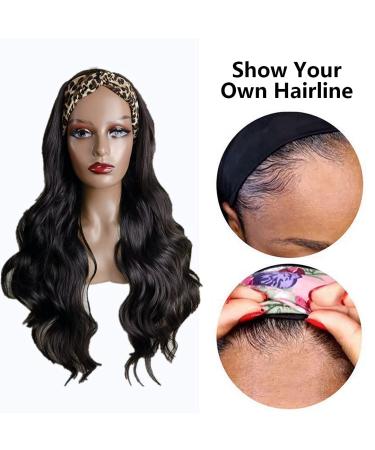 GDWIGS 22 inch Long Wavy Headband Wig for Black Women - Synthetic 180% Density Body Wave Full Ends - Heat Resistant and Glueless Headband Wig - Buy Online on GoSupps.com