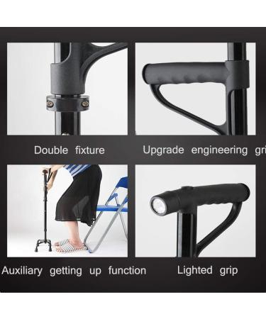 Crutches Aluminum Alloy with Ergonomic Grip 4 Claw Legs Light Adjustable Walking Stick for The Elderly Black Surprise Gift - Buy Online on GoSupps.com