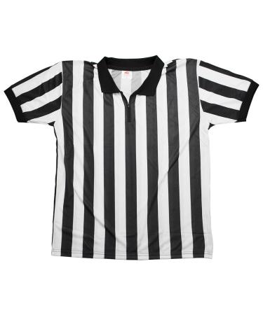 Crown Sporting Goods Men's Official Black & White Stripe Referee / Umpire Jersey  Pro-style Ref Uniform, Great for Basketball, Football, & Soccer Medium