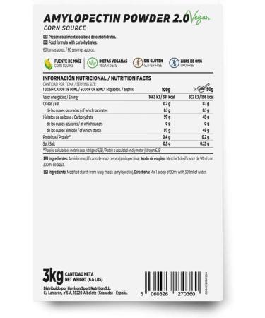 HSN Waxy Maize Amylopectin powder Carbohydrates for athletes in powder form Sugar Free Suitable for vegetables Glutenfree Lactosefree Neutral taste 3000 gr - Buy Online on GoSupps.com