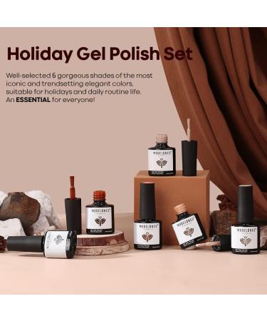 modelones Holiday Gel Nail Polish Set 6 Colors Brown Dark Red Gel Polish Kit Glitter Champagne Gold Nude Pink Grey Nail Polish Gel Soak OFF LED Manicure Nail Art DIY Home Salon Gift for Women live in luxury 1.25 ml (Pack of 6) - Buy Online on GoSupps.com