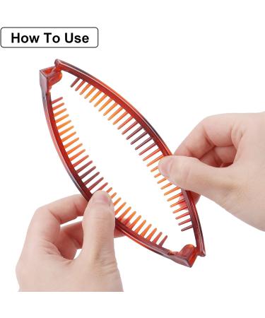 Sibba 6 Pieces Banana Hair Clip Banana Clips Grip Combs Fishtail Hair Clips Ponytail Banana Clip hair Accessory for Women Girls Style A(Black&Brown&White) - Buy Online on GoSupps.com