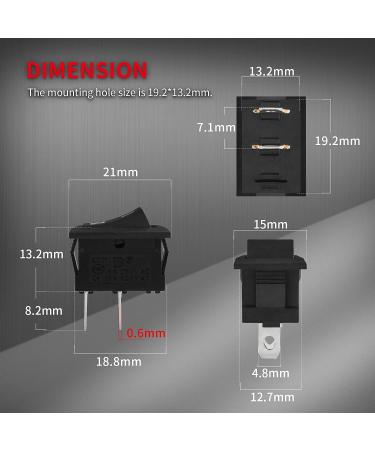 DaierTek Mini Rocker Switch T85 2 Pin SPST ON Off Toggle KCD1 Switch 12V 20A Black - 10 Pack - Buy Online on GoSupps.com