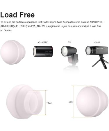 Godox AK-R22 Diffusion Dome for V1 Round Head Flash, AD100Pro, AD200Pro - Buy Online on GoSupps.com