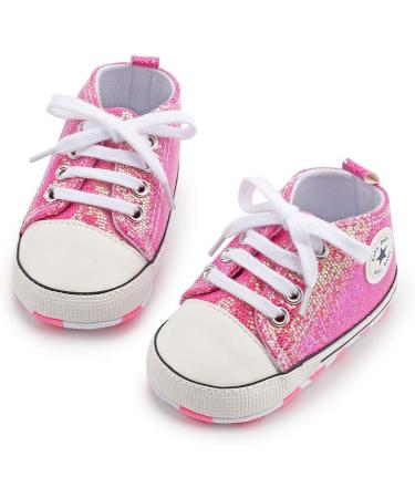 BAIELey High Top Baby Sneakers - Pink, 6-12 Months | Bling Sequins Soft Sole Infant Shoes - Buy Online on GoSupps.com