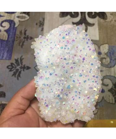 200g-280g Natural Rainbow White Aura Angel Quartz Crystal Stone Cluster 1pc HOMEZHOU - Buy Online on GoSupps.com