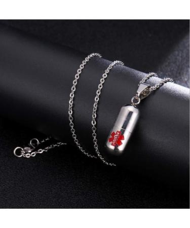 Stainless Steel Pill Capsule Cross Necklace - Urn Keepsake Pendant for Ashes 22 Inch Silver Black & Silver Red - Buy Online on GoSupps.com