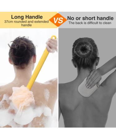 2 Pack Long Handle Shower Body Brush with Soft Bristles and Loofah - Exfoliating Bath Brushes for Women and Men - Buy Online on GoSupps.com