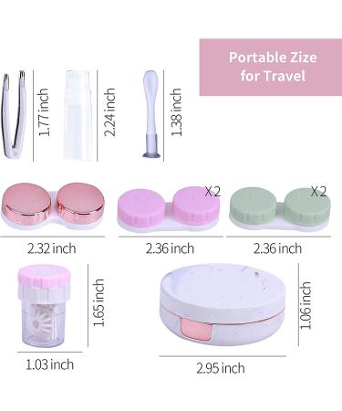 Marble Contact Lens Case Kit with Mirror and Tweezers - Rose Gold | Portable Travel Kit for Outdoor and Office Use - Buy Online on GoSupps.com