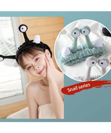 Snail Cartoon Face Wash Headband - Cute Black Coral Fleece Hairband - Buy Online on GoSupps.com