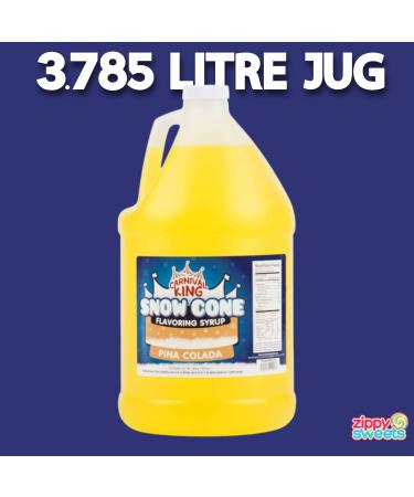 ZippySweets - Pina Colada Flavour Snow Cone Syrup - 1 Gallon with Complimentary Pump Perfect Shaved Ice Syrup for 128 Snow Cones Ideal for Shaved Ice Treats & Refreshing Summer Fun - Buy Online on GoSupps.com