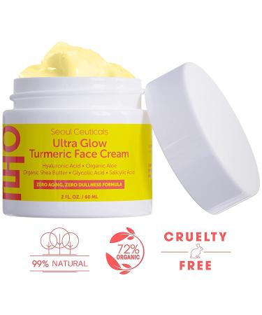 Korean Skin Care Turmeric Cream 2oz - Hyaluronic Acid + Salicylic Acid + Glycolic Acid Moisturizer for Dull Dry Skin - K Beauty Skincare for Glowing Skin - Buy Online on GoSupps.com