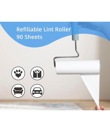 Extremely Sticky Lint Roller for Animal Hair Removal - 90 Sheets 16 cm Wide 1 Roll + 2 Refill Packs - Ideal for Pet Owners - Buy Online on GoSupps.com