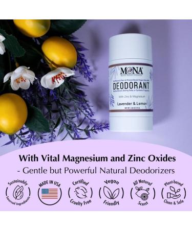 MONA BRANDS All Natural Magnesium Deodorant for Women & Men | Aluminum Baking Soda & Synthetic Fragrance Free for Sensitive Skin (Lavender Lemon) 2.65oz Lavender Lemon (1-Pack) - Buy Online on GoSupps.com