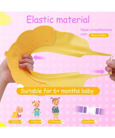 Baby Shower Cap Shield Waterproof Safety Soft Silicone Kids Bathing Shampoo Hat Adjustable Cute Crown Pattern Shower Cap for 0-9 Years Old Children Boys Girls Eye and Ear Protection (Yellow) - Buy Online on GoSupps.com