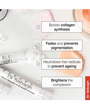 Dr Sebagh - Vitamin C Powder Cream CLINICALLY PROVEN RADIANCE - Vitamin C Cream for Face - Glow Boosting Skincare - Vitamin C Cream for Dark Spots Eye Face & Acne - (0.07 Oz 1 Pack) - Buy Online on GoSupps.com