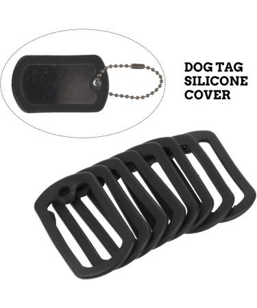 12Pcs Military Dog Tag Silicone Rubber ID Tags - Black Rectangular Covers for Pets - Buy Online on GoSupps.com