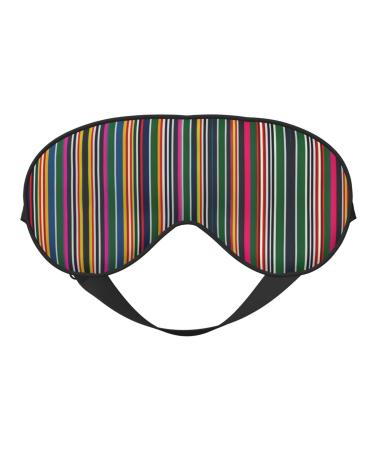 SSIMOO Colorful Stripes Print Ultra-Soft Light-Blocking Eye Mask for Optimal Comfort and Restful Sleep Black